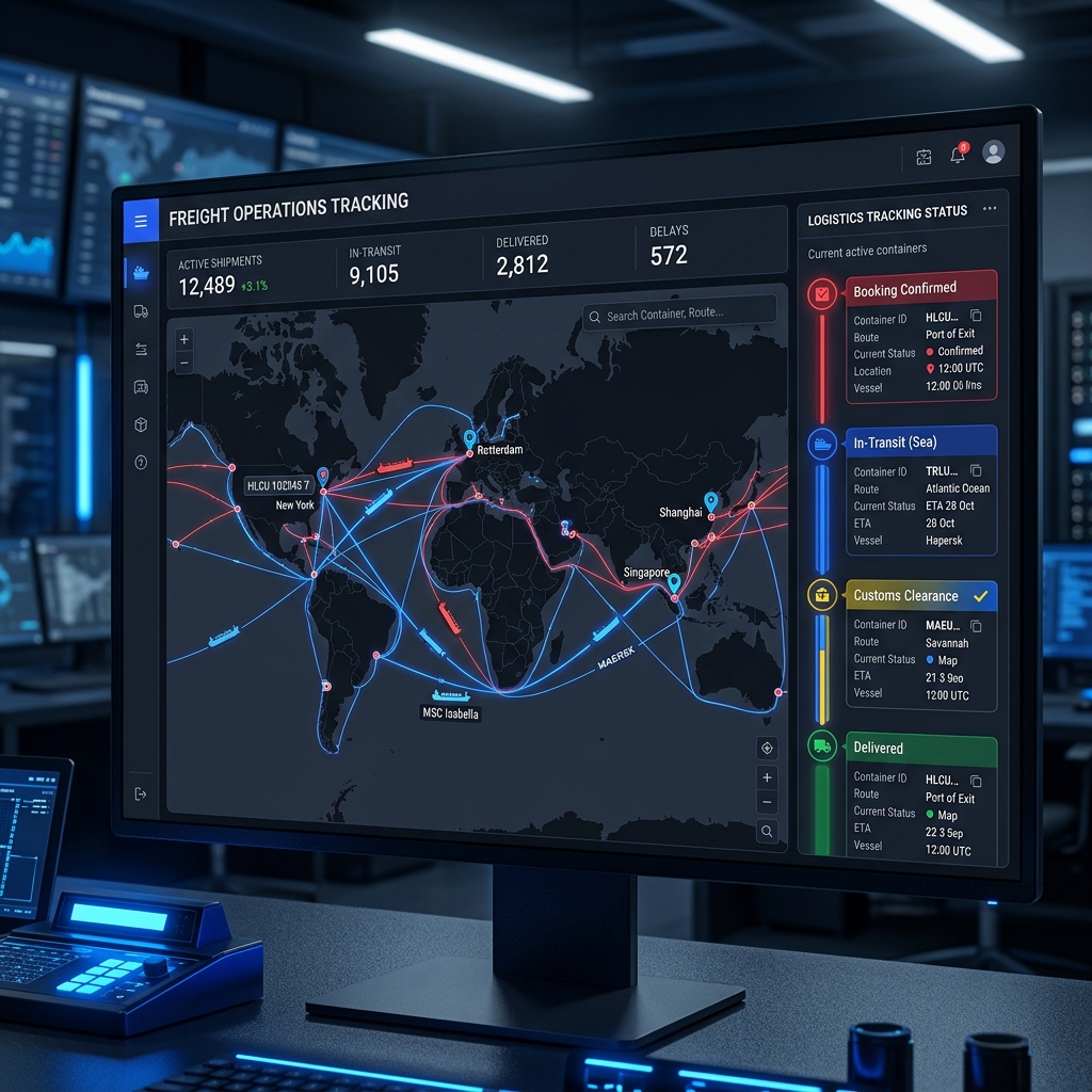 Logistics Operations Pipeline and Container Tracking Map UI